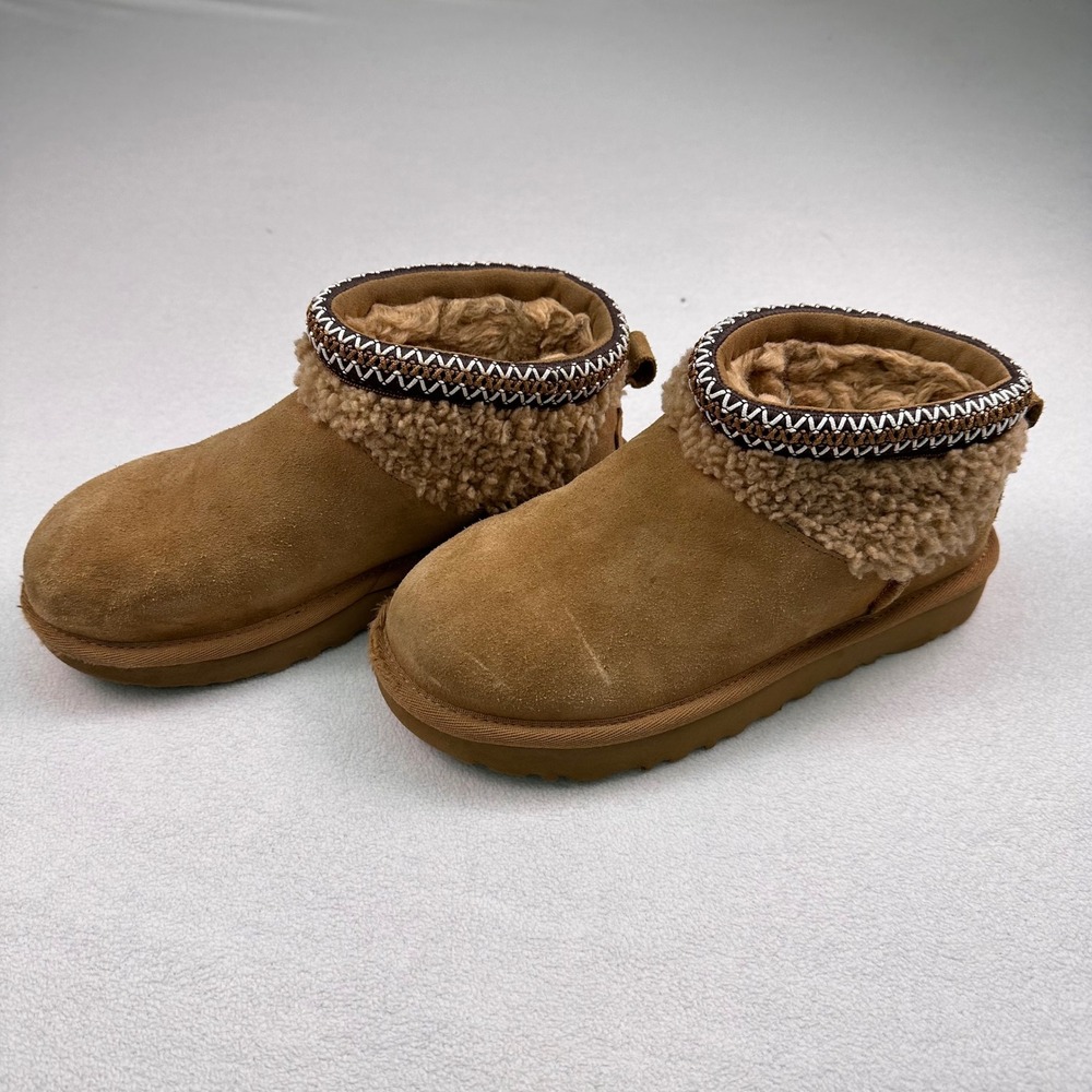 UGG Classic Ultra Mini Maxi Curly Ankle Boots Womens Sz 5 Boho Tasman Academia